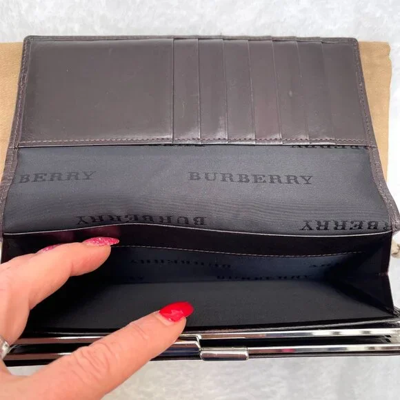 Burberry London Vintage Nova Check Beige bifold kiss lock weallet - Picture 5 of 12